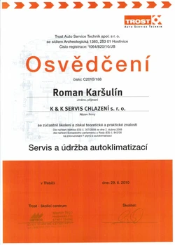 Certifikace ROMAN KAR&copy;ULÍN