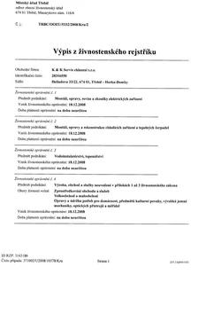 Výpis z &frac34;ivnostenského rejst&oslash;íku